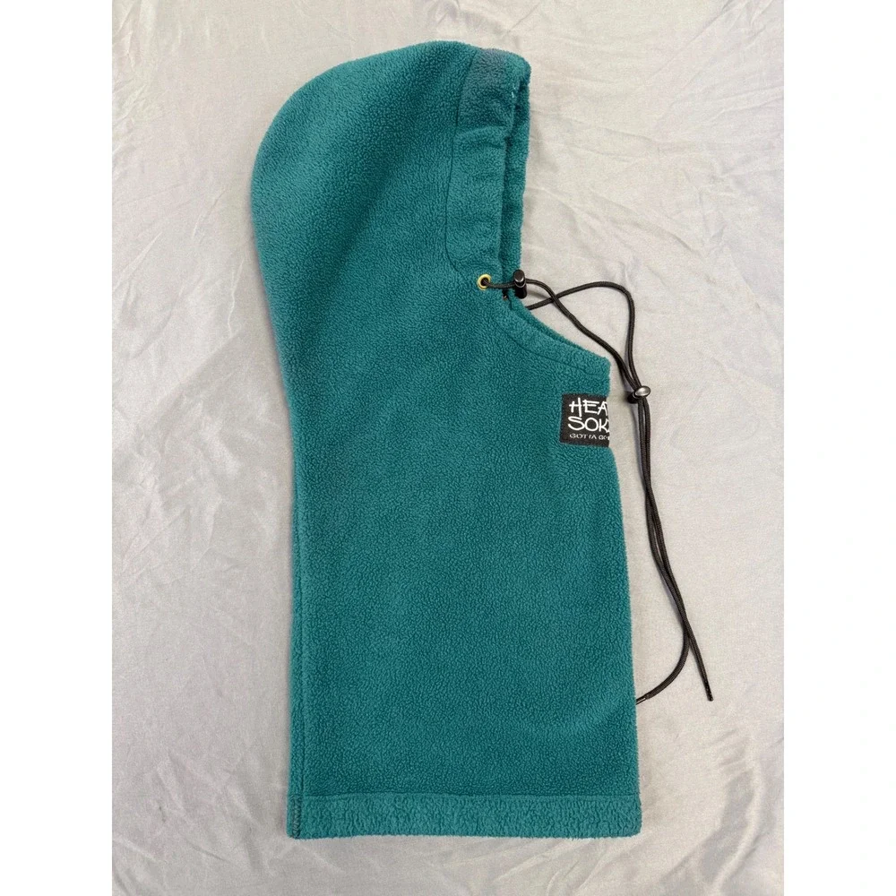 Head Sokz Fleece Balaclava Hood Teal Green Made in USA Adjustable Winter Mask
